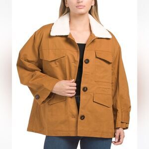 LUSH Sherpa Lined Jacket Button Fromt Camel M NWT